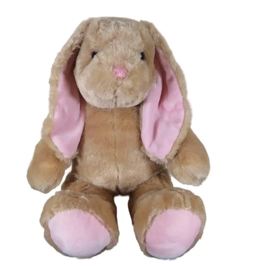 BABW Plush Light Brown Bunny, Floppy Pink Ears & Paws Stuffed Animal Soft Toy